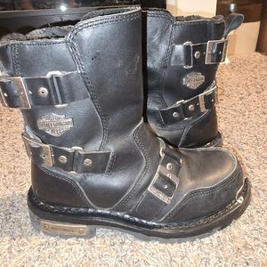 Womens Harley-Davidson Black Leather Boots Size 7